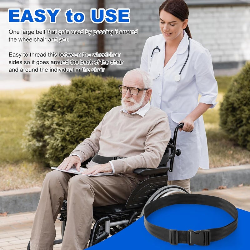 Tigbear Wheelchair Safety Strap Seat Belt, Adjustable Anti-Slip Anti-Fall Wheelchair Fixation Belt, 13-86" Adjustable Length 31-86 Inch/2 Inch Wide - Image 4